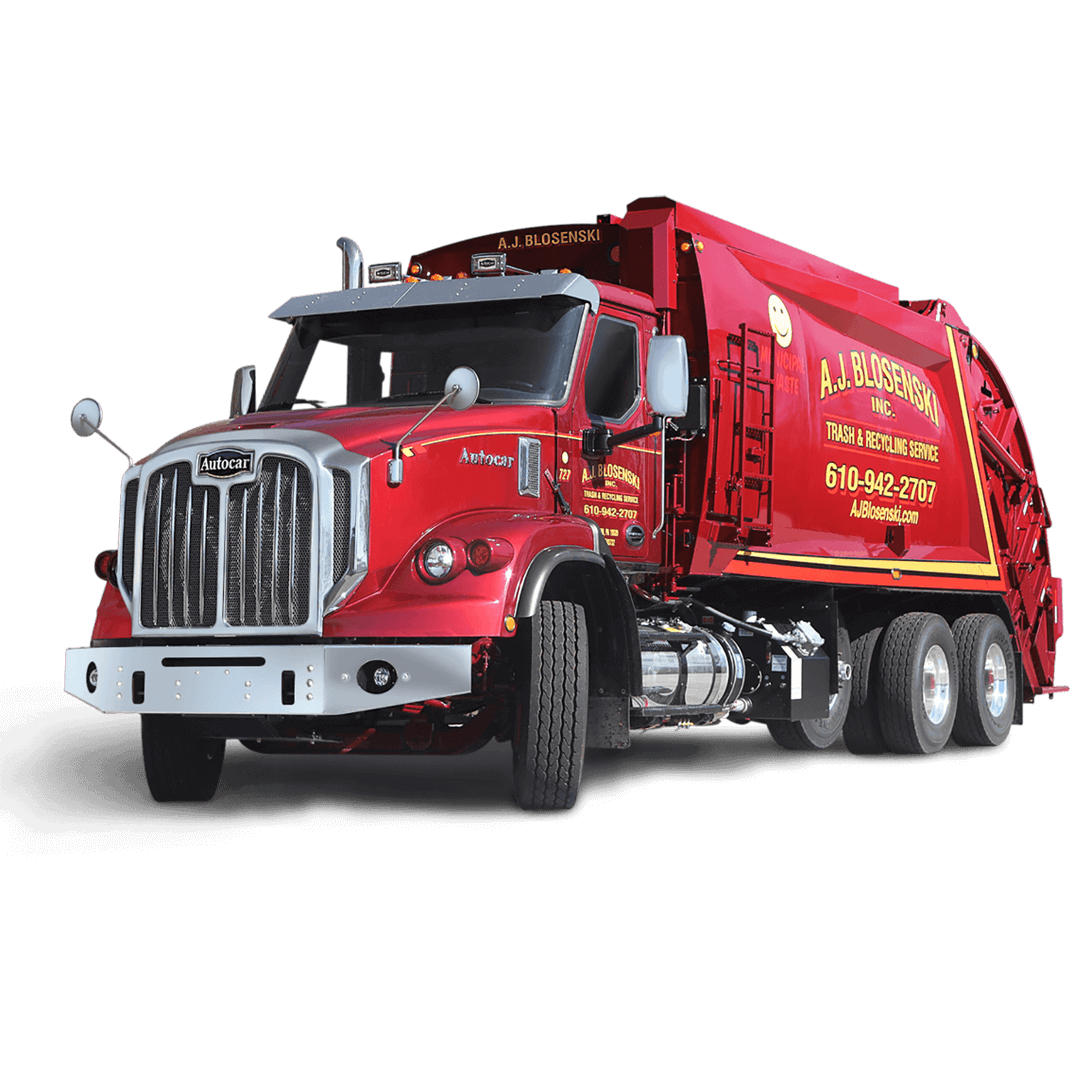 The Autocar DC-64R rear end loader truck custom designed for refuse and recycling.